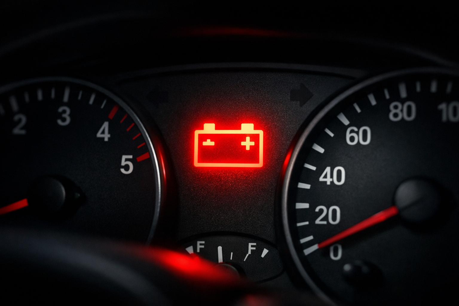 Arac gosterge panelinde aku uyari lambasi