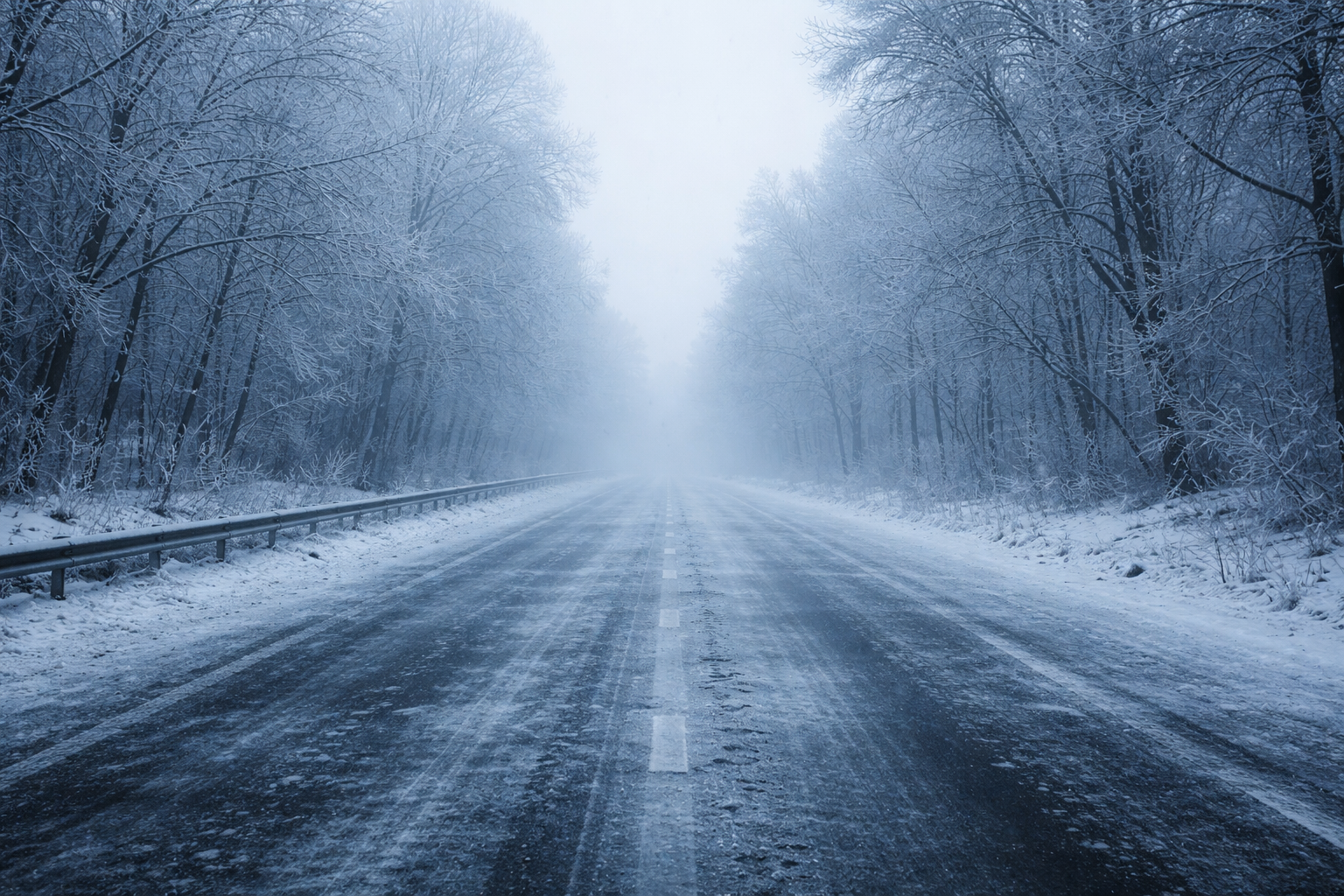 Kis aylarinda buzlanmis yol goruntusu