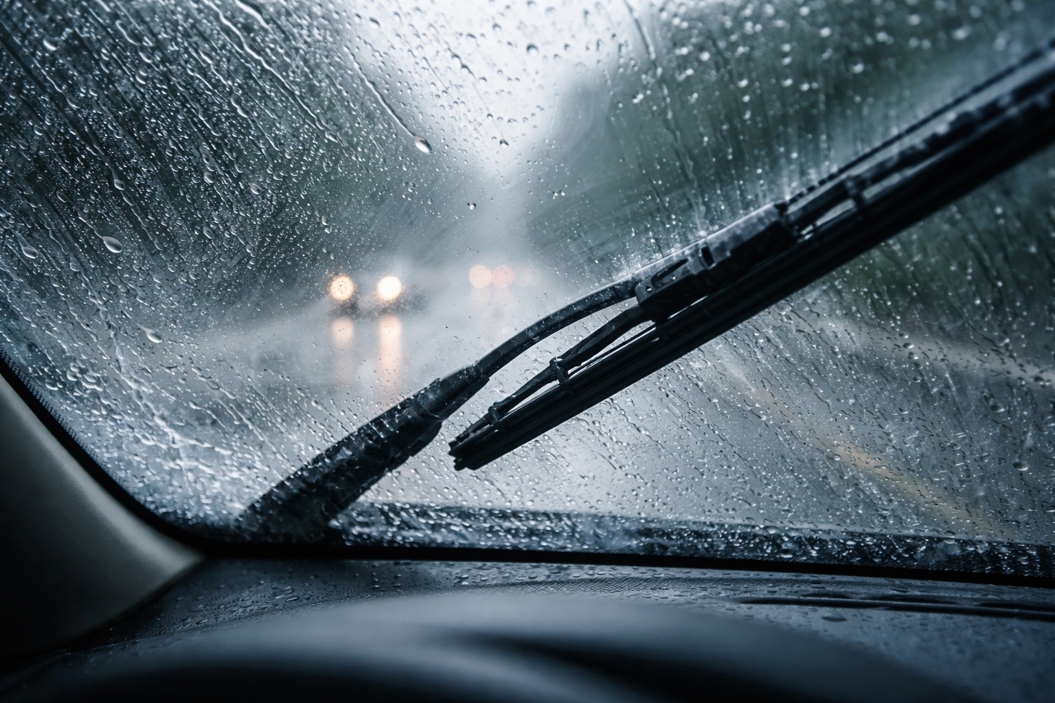 Yagmur altinda calisan arac sileceleri